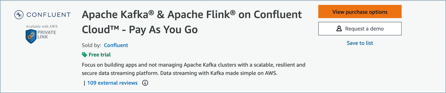 Selecting Confluent Cloud in Marketplace