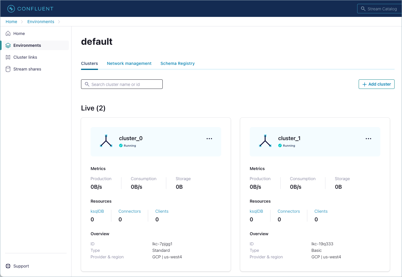 Console workflow to list Kafka clusters